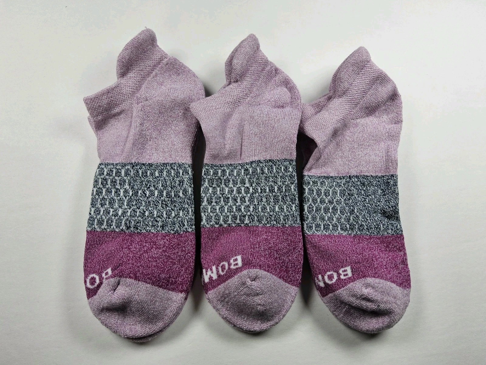 Bombas Original Tri-Block Lot Of 3 Pairs Ankle Socks Size M