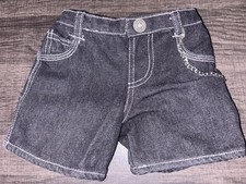 Build A Bear BAB Black Denim Shorts with Chain Accent US16