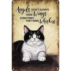 Angels Have Whiskers Cat Tin Metal Signs Home Décor 8x12: Vintage Inspirational