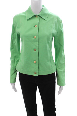 St. John Sport Women Jacket Green Button Long Sleeve 90s Size S