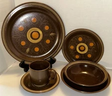 6 pc Place Setting Georges Briard Aztec Stoneware Plates Bowls Cup Saucer