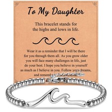 Daughter Gifts from Mom Dad, Wave Bracelet for Teen Girls, Daughter Birthday Gif