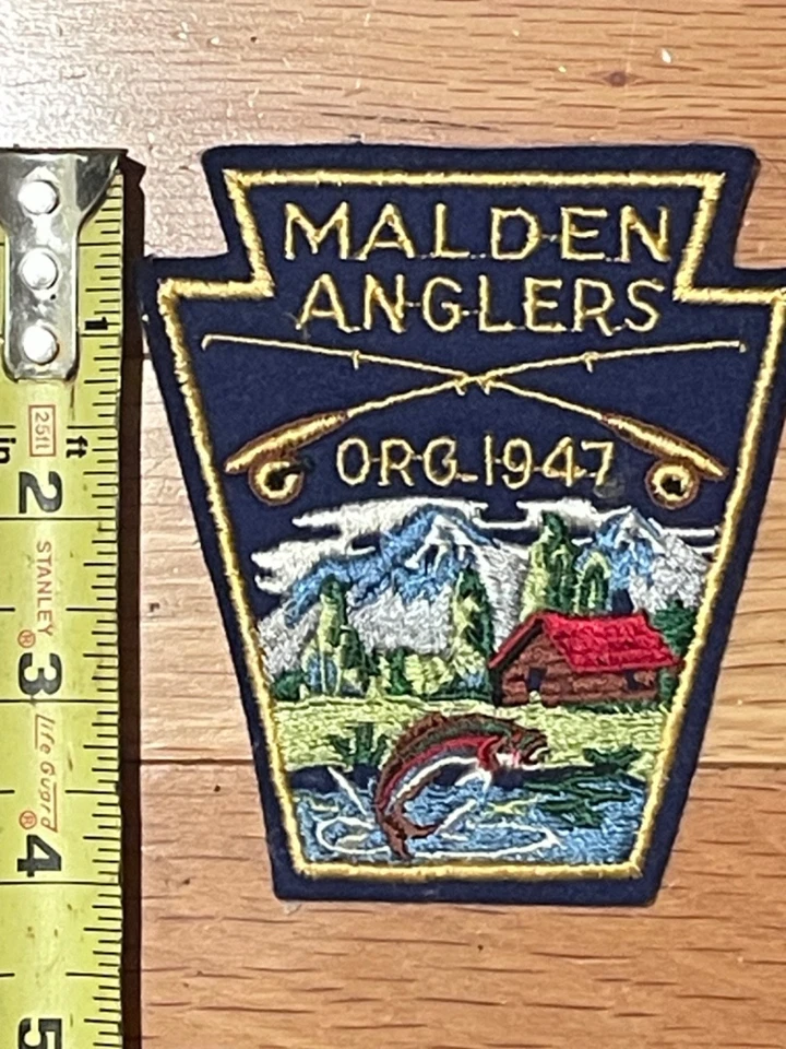 Parche de colección para miembros del club de pesca de la Asociación de Pesca Malden Anglers gran color - raro Foto 2 de 3