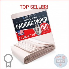 Bryco Goods Newsprint Packing Paper Sheets for Moving - 5lb - 160 Sheets of News