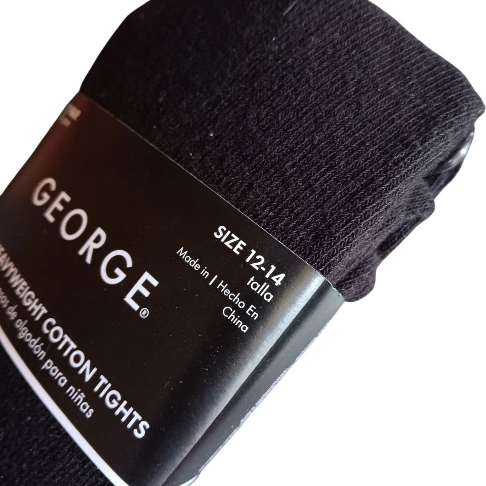 Medias de algodón pesadas George Girls talla 12-14 negras un par nuevas en caja Foto 3 de 4