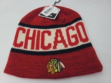 Chicago Blackhawks Fan Favorite Beanie Winter Knit Hat Stocking Cap Men NHL Red