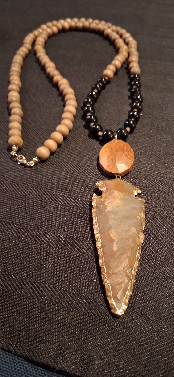 Statement Piece With Large Stone Arrowhead Pendan… - image 1