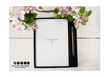 Acuto A5 Personalised Italian Leather Refillable Journal Gift Set -  White