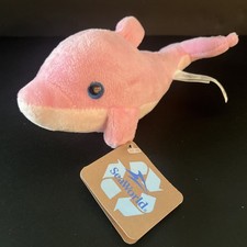 Brand New Sea World The Petting Zoo Pink Dolphin w Blue Eyes 8" Plush