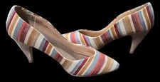 NEW 1980s PREMIERE COLLECTION GLORY III Striped High Heel Pumps Size 7