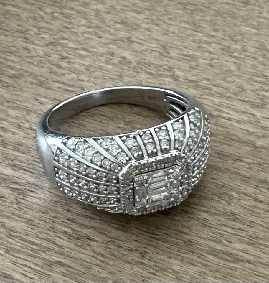ANILLO DIAMANTES ORO BLANCO 10K SI-G TALLA 8 Foto 4 de 4