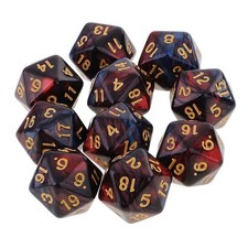 10pcs 20 Sided Dice Red Black -a Red Black -a Red Black -a
