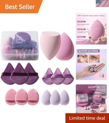 Makeup Sponge Set Triangle Puff 14 Pcs for Liquid, Cream, and Powder, Multi-c...