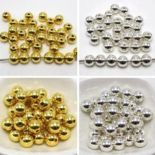 200 Silver Gold Metallic Acrylic Round Spacer Beads 8mm 0.32" Smooth Ball Beads