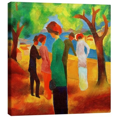 Leinwandbild Dame in grüner Jacke - August Macke