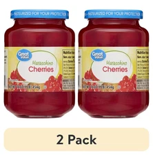 (2 Pack) Great Value Maraschino Cherries 16 oz - Baking,Cocktail,Dessert Topping