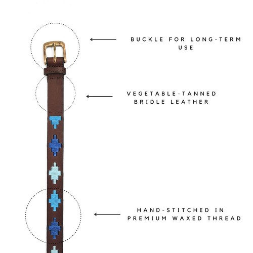 Kids Embroidered Belt Gaucho Polo Leather Argentinian Polo Belt Unisex - Picture 7 of 8