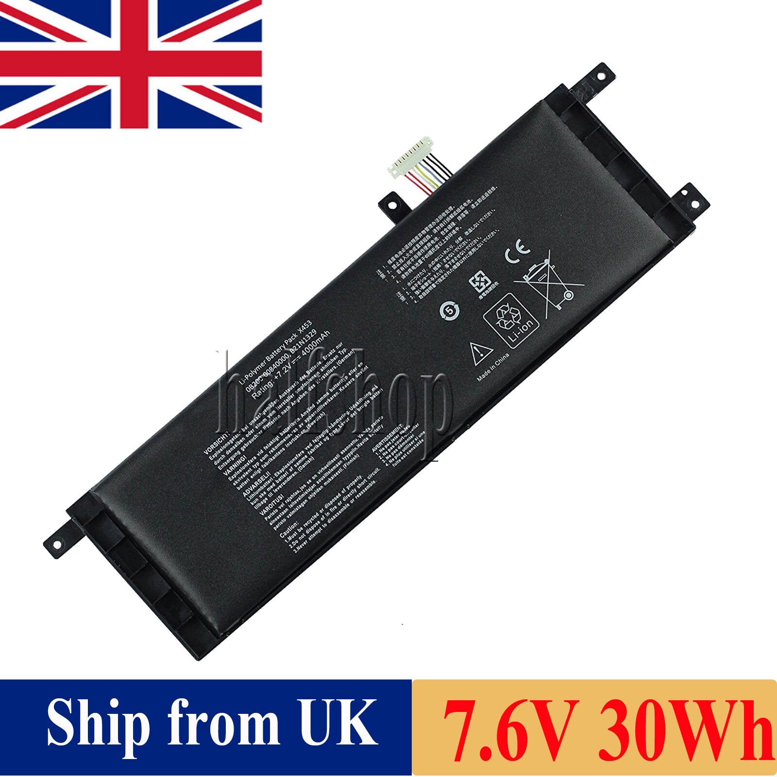 For ASUS D553M F453MA X553MA X553M X453M Battery B21N1329 2INP6/60/80