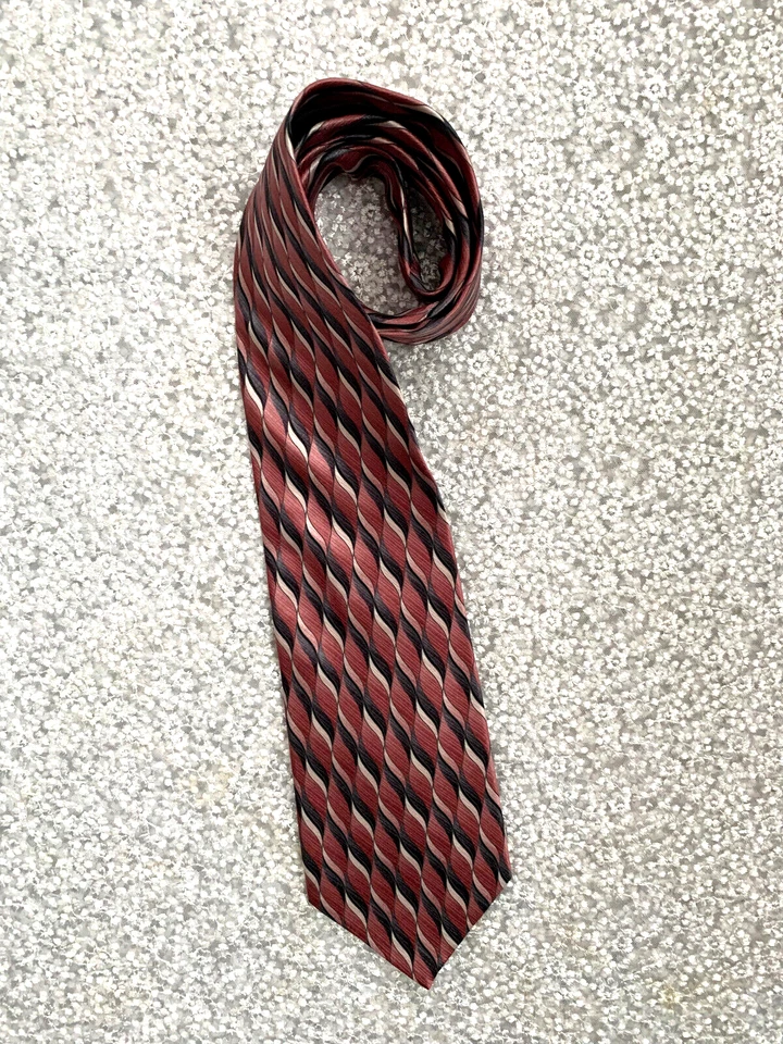 Corbata de vestir hecha a mano Carlo Palazzi 100 % seda abstracta tono rosa/gris Foto 2 de 4