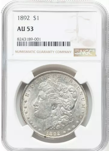 1892 $1 MORGAN DOLLAR NGC AU53