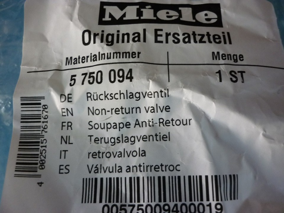 Genuine new Mele non return valve G1000 G5000 series dishwashers