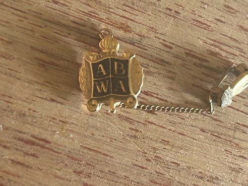 American Businesswomen Lapel Pin ABWA Sweater Pin With Chain Small Hand Torch - Picture 10 of 12