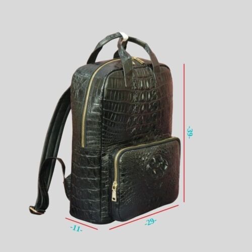 Genuine crocodile alligator leather unisex laptop travel casual carry backpack - Foto 1 di 10