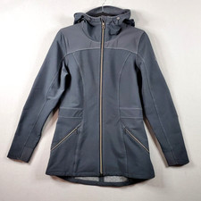 Kuhl Jacket Womens Small Klash Trench Coat Hoodie Wind Rain Full Zip Grey