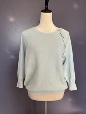 Vintage Made in Italy Robin Blue Angora Wool Blend Granny Sweater Size 46/ US 10
