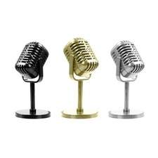 Retro Microphone Props Vintage Microphone Toy Prop with Stand Model Plastics