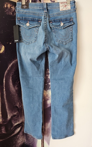 TRUE RELIGION Women's Billie Mid Rise Straight Leg Light Wash Jeans W30 JT01 - Picture 4 of 10