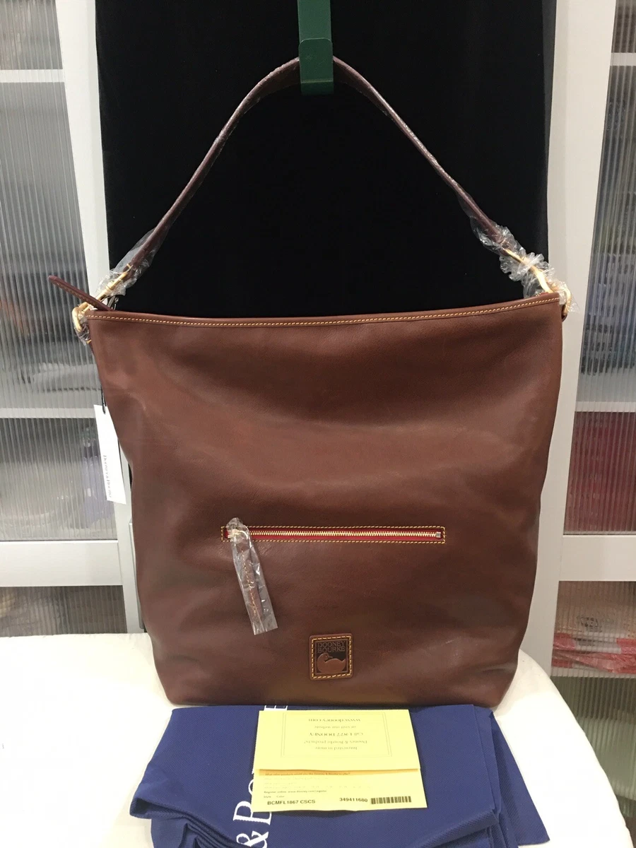 NWT $498 Dooney & Bourke Camden Florentine Large Leather Hobo Chestnut Brown