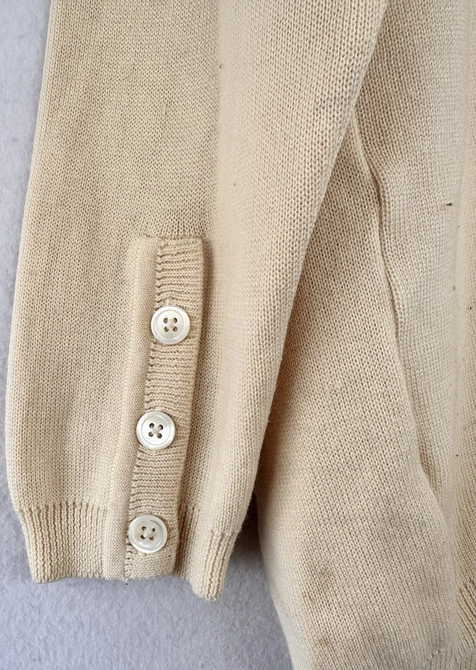 Cárdigan Suéter de Lana Academia Geek Secretaria Crema Cápsula Mujer’s M Foto 3 de 4