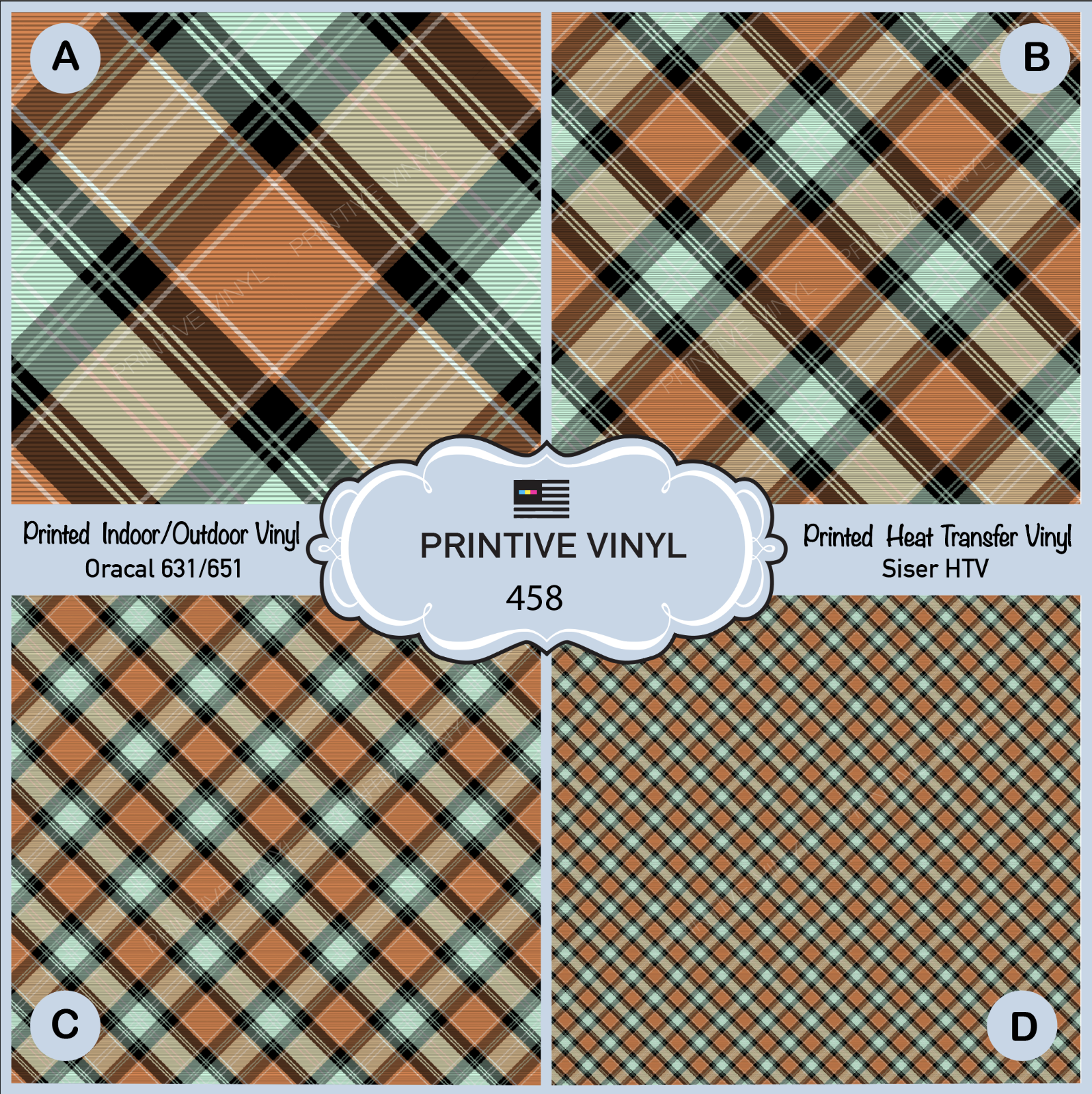 Tartan plaid Patterned Iron on, Printed HTV, Oracal651, Siser, Craft Viny- 458