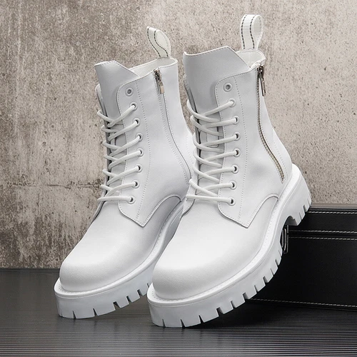 Hombres Botas Punk Prendas para el torso Altas Motocicleta Informales Botines Aumento de Altura Zapatos - Imagen 12 de 12