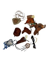 Lot of 9 Western cowboy ranch Leather Mini Saddle Boots Christmas Ornaments