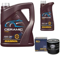 MotoröL Set Mannol 5W-30 Ceramic Plus 6 Liter + ÖLfilter FüR Opel Astra H 1.7