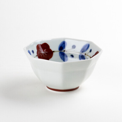 Arita ware Kobachi Japanese small bowl Sarving dish Red flower pattern Octagon L
