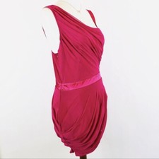 Bodycon Mini Dress Size Large Fushsia Pink Sleeveless Jersey Asymmetrical Wrap
