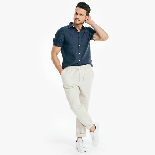 Nautica Mens Classic Fit Linen-Cotton 