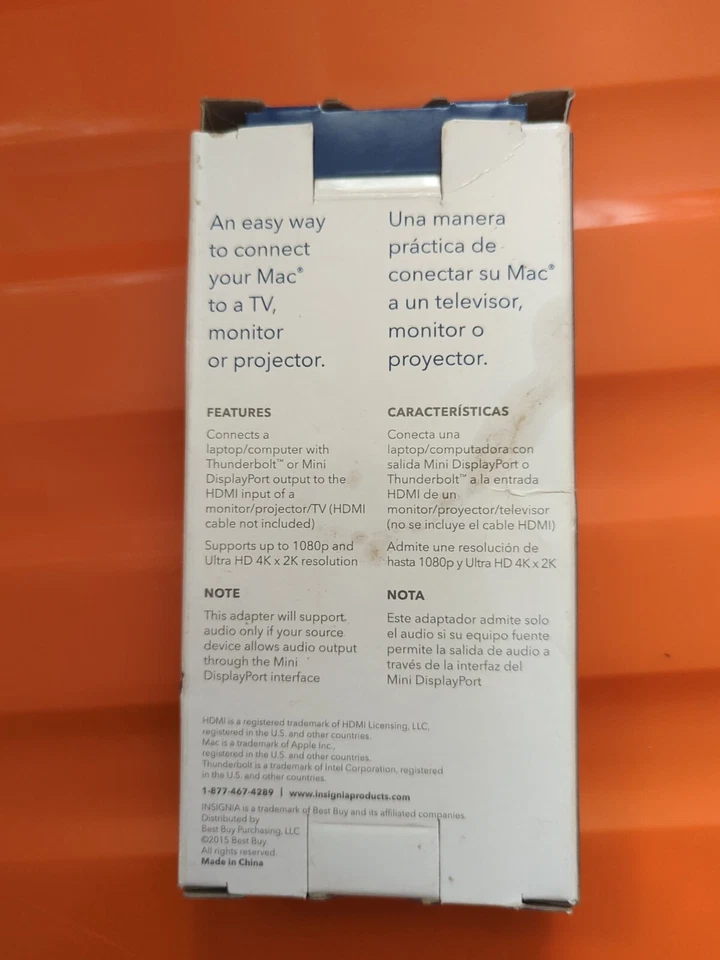 Insignia Mini DisplayPort to HDMI Adapter UltraHD 4k NOS OPEN BOX UNUSED  - Image 2 of 3