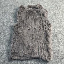Catherine Malandrino Vest Womens Small Grey Real Rabbit Fur Long Drape Pockets