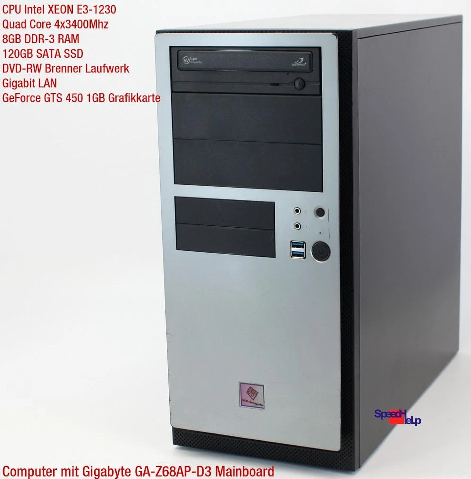 Gigabyte Ga-Z68ap-D3 Intel Xeon E3-1230 Computer PC 120GB SSD GeForce 450 GTS - Image 2 of 4