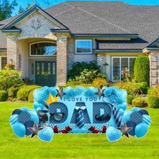 Father's Day Oversized EZ Yard Cards I Love You Dad Yard Sign, Blue, with Stakes