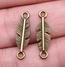 40pcs 6x22mm Alloy Charm Leaf Hollow out Two Hole connector