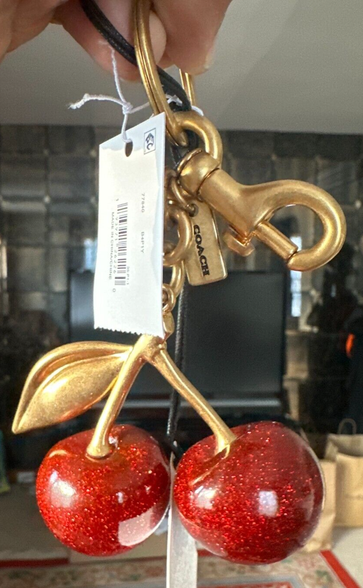 COACH Cherry Keychain or Bag Charm 77840 Authentic NWT WITH POUCH