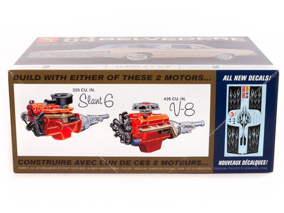 AMT 1964 Plymouth Belvedere 2 Door Hardtop -Slant 6 & V8 1:25 Model Car Kit 1188 - Image 3 of 4