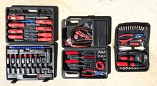3 Red Tool Sets with Cases Bundle ~  Screwdrivers, Sockets, etc...