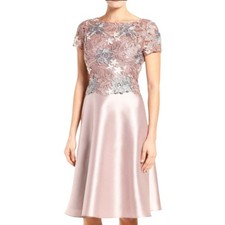 Adrianna Papell Mauve & Gray Lace Cocktail Dress Size 16