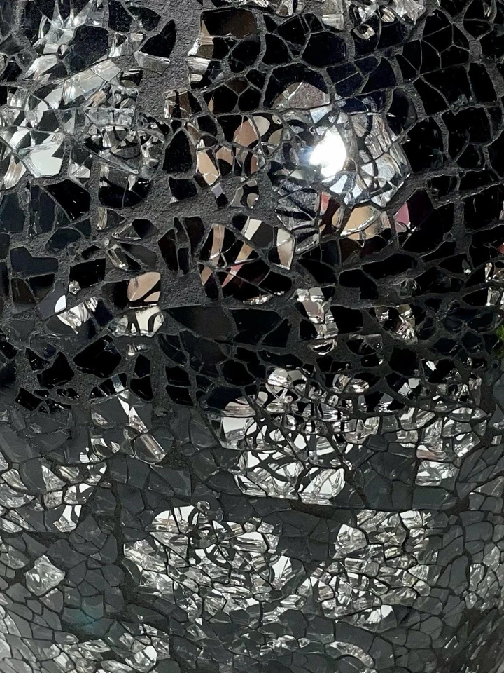 Jarrón de mosaico negro y plateado estilo discoteca moderno hogar boda único Foto 2 de 4